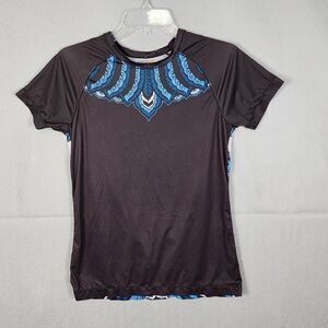 Yellowman Womens Cycling Shirt YMX Mandala Print Blue Black Size Medium
